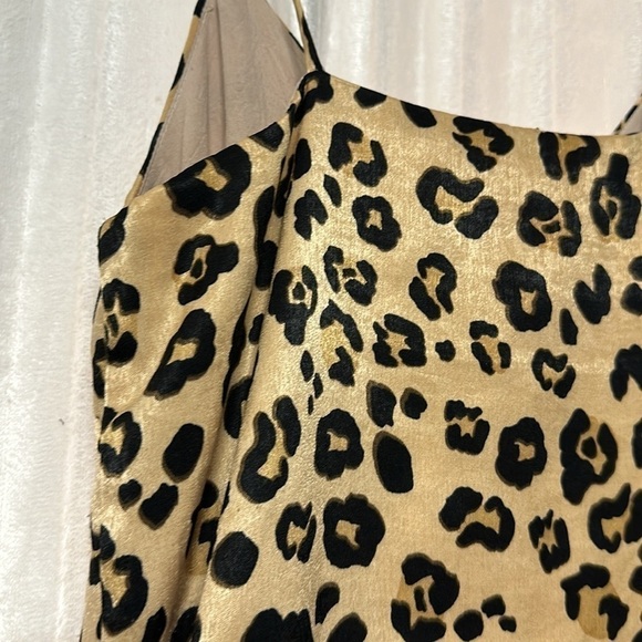 Olivaceous Cheetah Leopard Animal Print Sleeveless Ruffle Hem Slip Dress Small - Picture 6 of 8